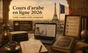 Cours d&rsquo;arabe en ligne en 2026 : le guide complet (méthodes, prix, ce qui marche)